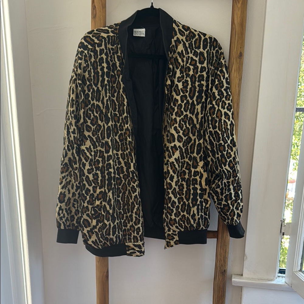100% Silk Leopard Print Women's Jacket